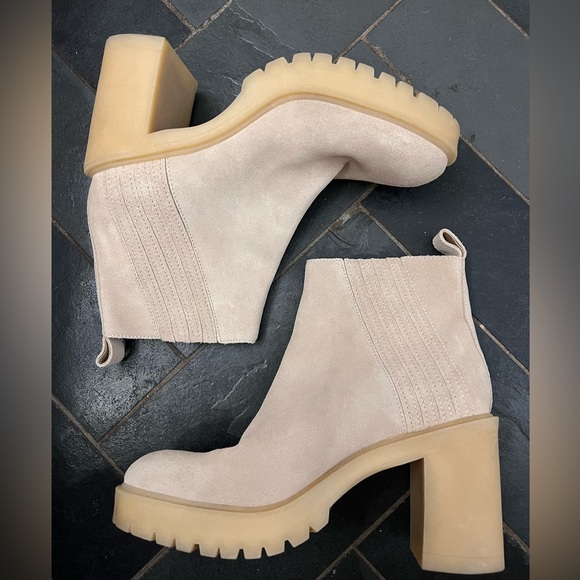 Dolce Vita Caster Ankle Boot waterproof suede leather tan platform chunky - Picture 10 of 11